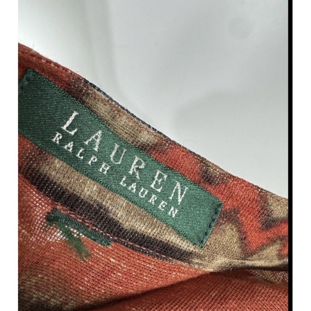 Lauren Ralph Lauren Blouse Women's 2X Silk Linen Southwestern Tribal Print Boho - Picture 5 of 5